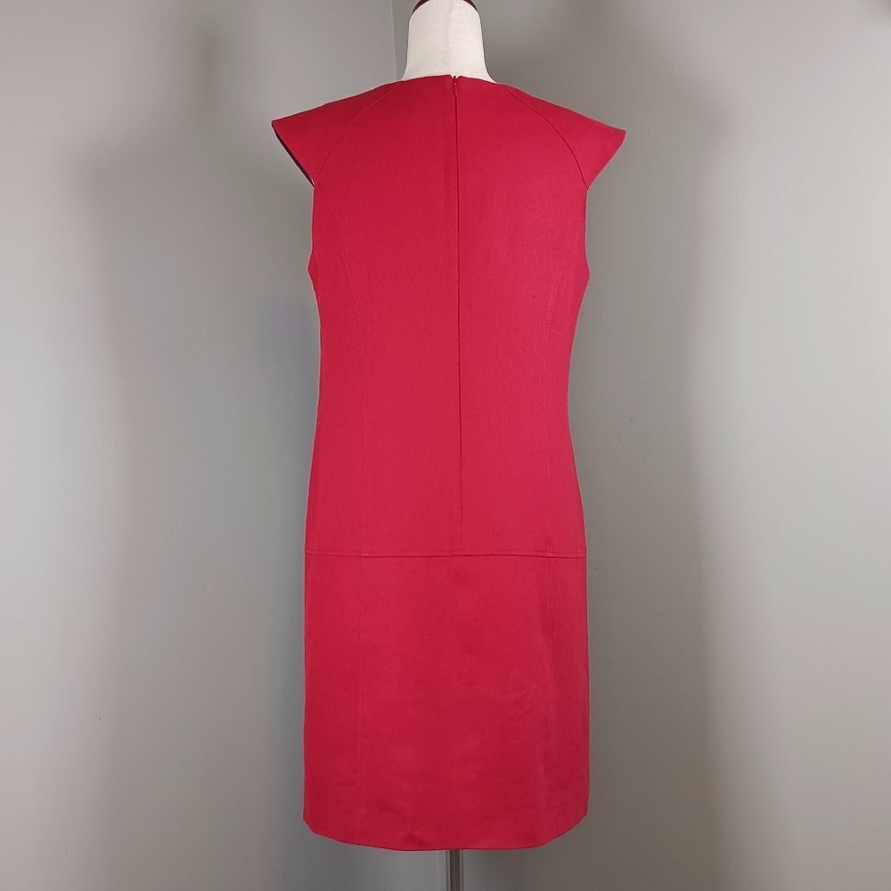 European Linen & Cotton Tailored Shift Dress Sleeveless Knee Length Red Size 10 - Picture 5 of 10